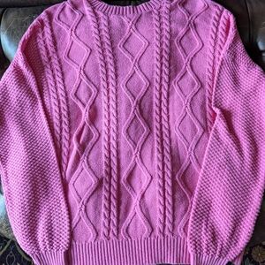 Hot pink cable Knit Hollister oversized pullover XS barbie colored